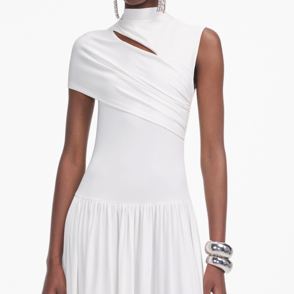 self-portrait White Jersey Cut Out Midi Dress - Size: US12 - MSRP $560 -  NWT - Picture 4 of 9